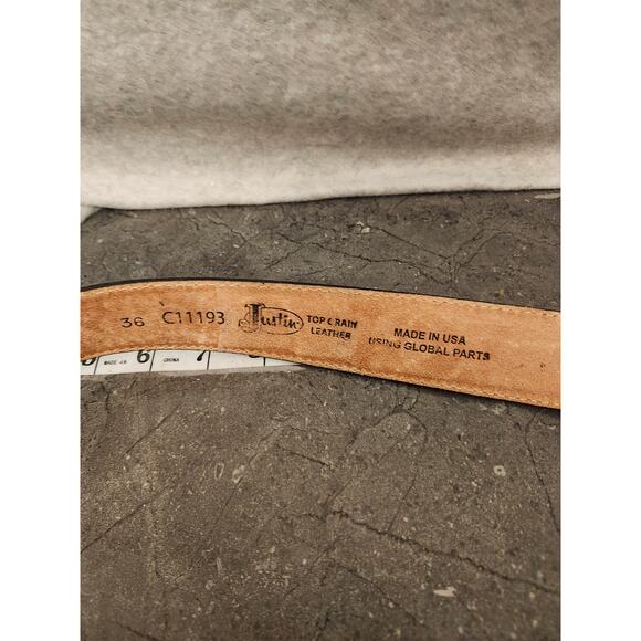 Montana‎ Silversmith Yellowstone Buckle Justin Leather 36 Embroidered West Belt - Picture 4 of 13